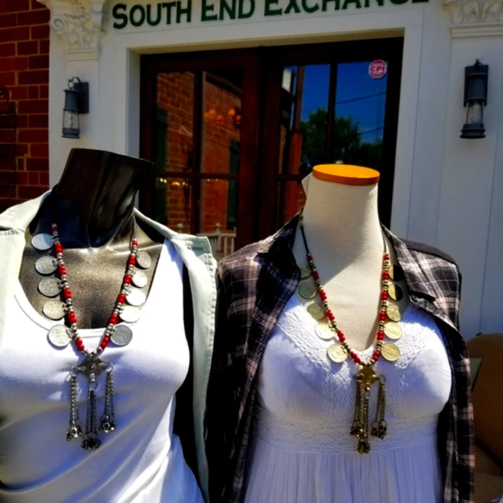 Gorgeous Coin and Red Beaded Necklace w/ Tassels - Picture 6 of 7